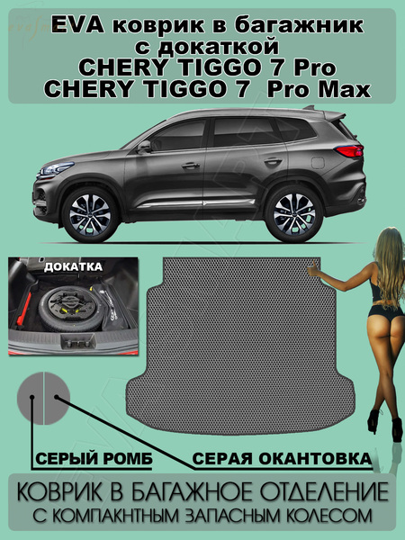 Chery Tiggo 7 pro Max I 2020 - н.в. коврик в багажник с докаткой