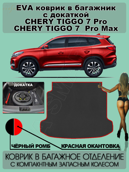 Chery Tiggo 7 pro Max I 2020 - н.в. коврик в багажник с докаткой