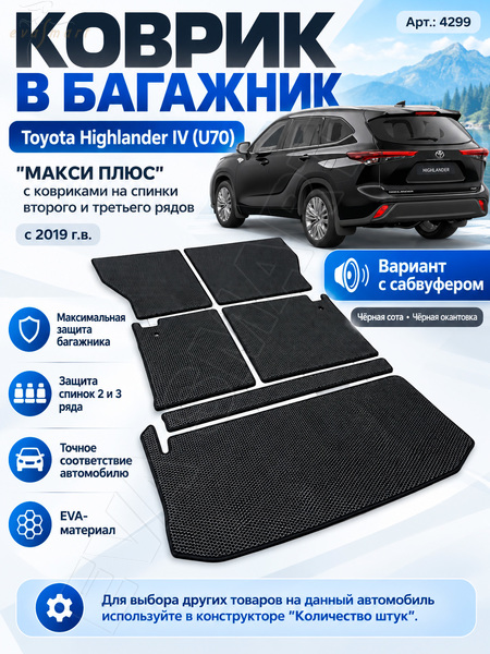 Toyota Highlander IV (U70) багажник макси plus 2019 - н.в. коврики EVA Smart