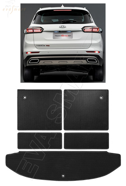 Chery Tiggo 8 PRO e plus багажник макси 2021 - н.в. коврики EVA Smart