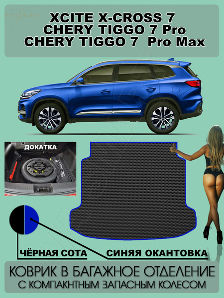 Chery Tiggo 7 pro Max I 2020 - н.в. коврик в багажник с докаткой