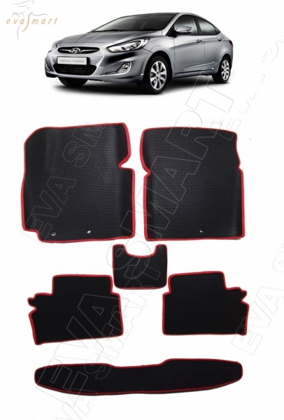 Hyundai Solaris I 3д макси 2011 - 2017 коврики EVA Smart