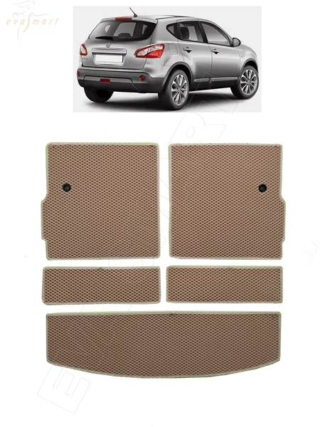 Nissan Qashqai J10 +2 7мест багажник 2007 - 2014 коврики EVA Smart