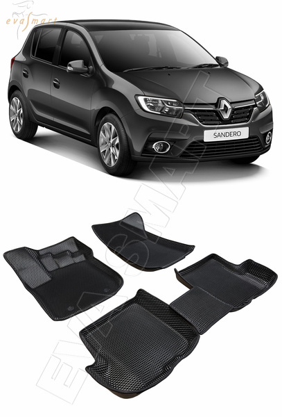 Renault Sandero II пресс борта 2014 - н.в. коврики EVA Smart