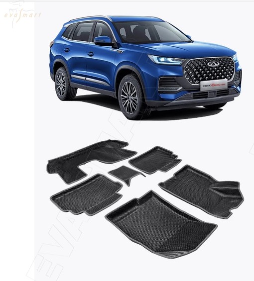 Chery Tiggo 8 PRO Max 7 мест рестайлинг пресс борта 2023 - н.в. коврики EVA Smart