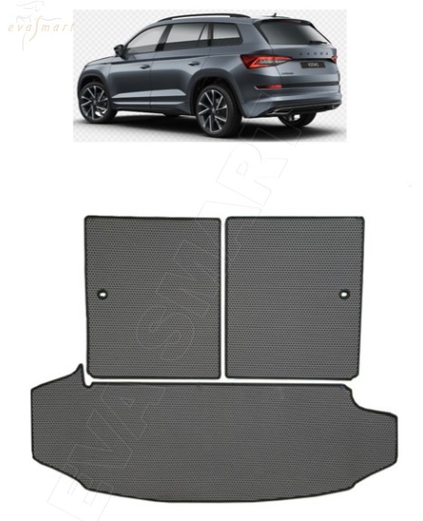 Skoda Kodiaq 7 мест багажник макси 2016 - н.в. коврики EVA Smart