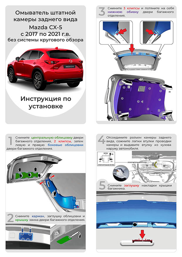 Инструкция к омыватель камеры заднего вида Mazda CX-5